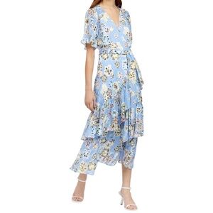 NWT Tanya Taylor Brittany Floral Wrap Tiered Midi Dress Sz. 12